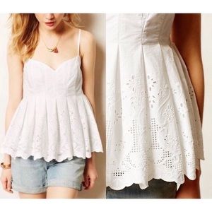 Anthropologie HD In Paris Eyelet Tank Peplum Top size 8